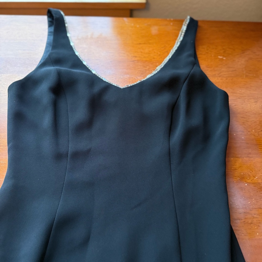 Vintage Andrea Pollizzi for Rex Lester Black Cocktail Dress 8 Rhinestone Neck - Picture 12 of 13